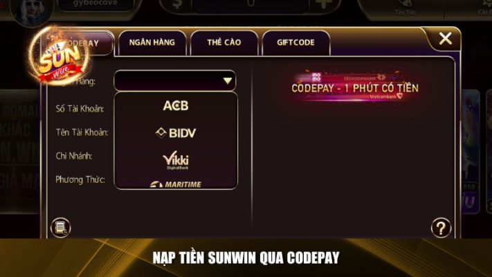 Nạp tiền Sunwin qua codepay